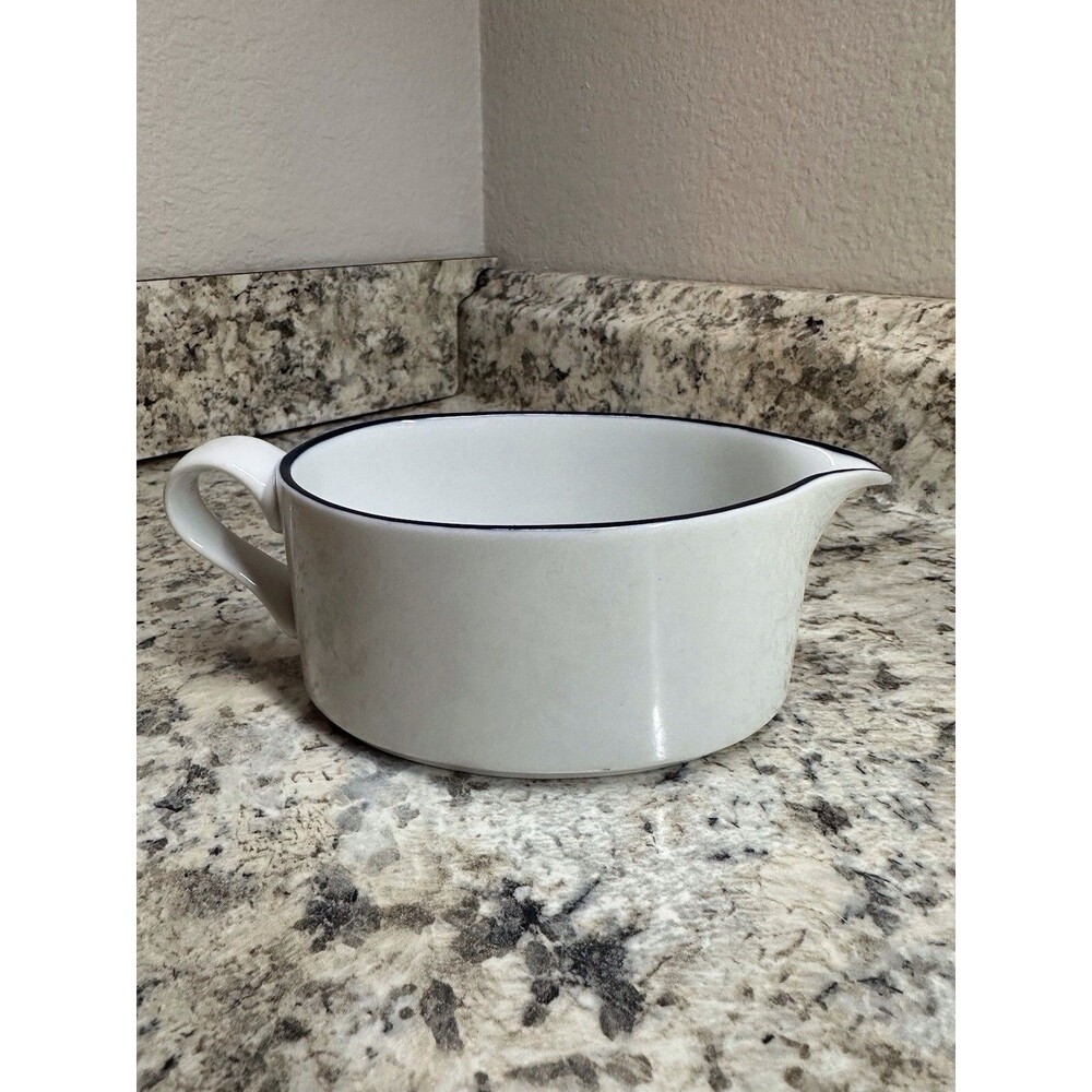 Dansk Bistro White w/Blue Trim Gravy Boat